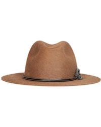 Brunello Cucinelli - Mocha Felt Fedora Hat With Leather Band And Monili - Lyst
