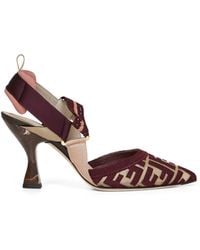Fendi - Burgundy Ff Fabric Colibrì Slingback Pumps - Lyst
