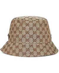 Gucci - Gg Canvas Bucket Hat With Tie - Lyst
