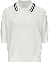 Brunello Cucinelli - English Rib Stitch Knit Cotton Polo Shirt - Lyst