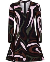PUCCI - Khaki And Marmo-Print Compact Jersey Mini Dress - Lyst