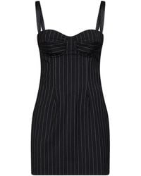 Dolce & Gabbana - Dolce & Gabbana Stretch Pinstriped Wool Bustier Mini Dress - Lyst