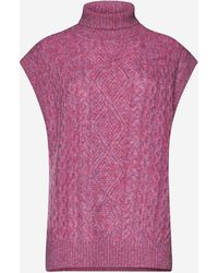 Baum und Pferdgarten Cilina Cable-knit Wool-blend Vest - Purple