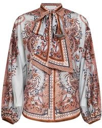 Zimmermann - Floral Paisley-Print Silk Habotai Aster Tie Shirt - Lyst