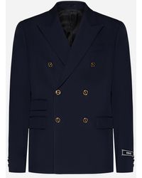 Versace - Wool Double-breasted Blazer - Lyst