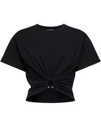 Rabanne - Cotton Cropped T-Shirt With Piercing - Lyst