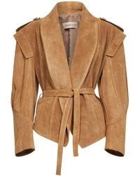 Blanca Vita - Khaki Suede Belted Jacket - Lyst