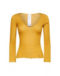 Saint Laurent - Ribbed Silk Knit Cassandre Top<Br - Lyst