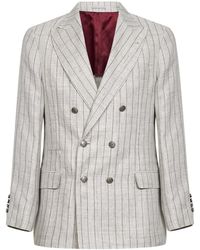 Brunello Cucinelli - Light Pinstriped Twill Deconstructed One-And-A-Half-Breasted Blazer - Lyst