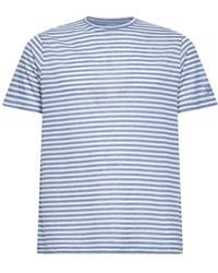 MC2 Saint Barth - Light And Cream Striped Linen Blend Logo Embroidered Dover T-Shirt - Lyst