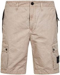 Stone Island - Desert Organic Cotton Twill Cargo Bermuda Shorts - Lyst