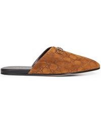 Gucci - Gg Suede Mules With Horsebit - Lyst