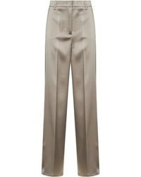 Blanca Vita - Chalk Satin Pisa Straight Trousers - Lyst