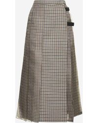 houndstooth pleated maxi skirt