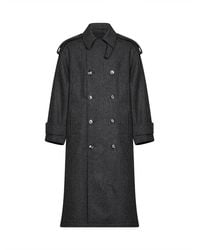 Ami Paris - Charcoal Virgin Wool Double-Breasted Trench Coat - Lyst