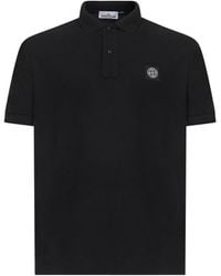 Stone Island - Logo Cotton Polo Shirt - Lyst