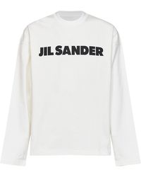 Jil Sander - Porcelain Stiff Cotton Jersey Logo T-Shirt - Lyst