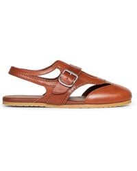 Dries Van Noten - Burgundy Calf Leather Flat Spider-Like Sandals - Lyst