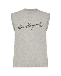 MM6 by Maison Margiela - Melange Wool Blend Knit Vest With Signature - Lyst