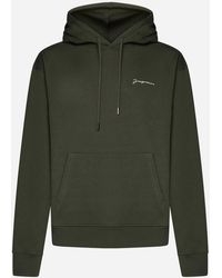 Jacquemus Logo-embroidered Cotton Hoodie in Brown for Men gym and workout clothes Hoodies Mens Clothing Activewear 