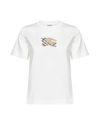 Burberry - Chalk Cotton Ekd Check T-Shirt - Lyst