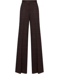 Max Mara - Burgundy Prince Of Wales Check Mxmemiro Wide-Leg Trousers - Lyst