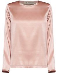 Blanca Vita - Amethyst Stretch Silk Satin Long-Sleeved T-Shirt - Lyst