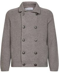 Brunello Cucinelli - Light Half English Rib Cashmere Knit Marina Cardigan - Lyst