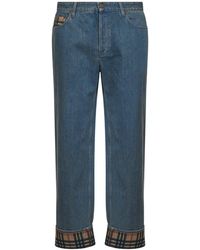 Burberry - Medium Denim Jeans With Check Details - Lyst