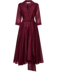 Blanca Vita - Burgundy Muslin Allia Midi Shirtdress - Lyst