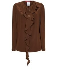 Max Mara - Chocolate Silk Crêpe De Chine Mstepica Blouse - Lyst