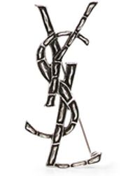 Saint Laurent - Oxidized Metal Cassandre Crocodile Brooch - Lyst