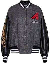 The Attico - Dark Wool Blend And Leather Varsity Jacket - Lyst