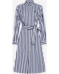 Polo Ralph Lauren - Day Brand-embroidered Cotton Midi Dress - Lyst
