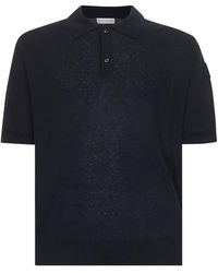 Moncler - Silk And Linen Knit Polo Shirt - Lyst