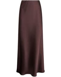 Blanca Vita - Coffee Satin Garra Long Flared Skirt - Lyst
