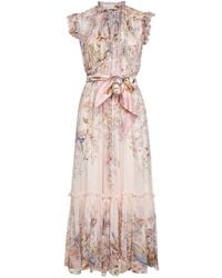 Zimmermann - Aviary-Print Cream Viscose Rebellion Midi Dress - Lyst