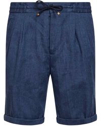 Brunello Cucinelli - Linen And Virgin Wool Chevron Bermuda Shorts - Lyst