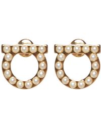 Ferragamo - Gancini Earrings With Pearls - Lyst