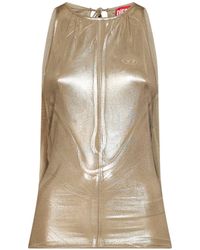 DIESEL - Metallic Stretch Jersey T-Dyvyny Top - Lyst
