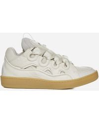 Lanvin - Curb Leather And Mesh Sneakers - Lyst