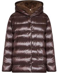 Herno - Dark Chocolate Ultralight Nylon And Faux Fur Hooded Down Jacket - Lyst