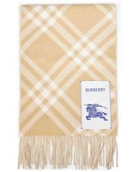 Burberry - Sand Check Cashmere Scarf - Lyst