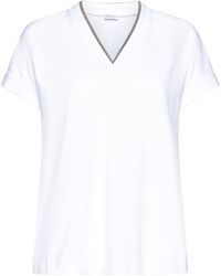 Brunello Cucinelli - T-Shirt Con Scollo Gioiello - Lyst