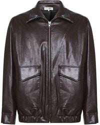 MM6 by Maison Martin Margiela - Burgundy Faux Leather Bomber Jacket - Lyst