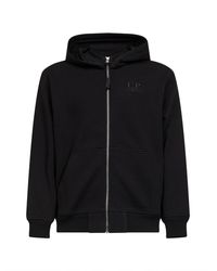 C.P. Company - Diagonal Cotton Fleece Cotton Zip-Up Hoodie - Lyst