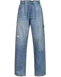 MM6 by Maison Margiela - Light Cotton Denim Wide-Leg Jeans - Lyst