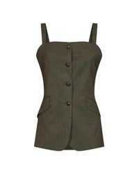 Max Mara - Khaki Glen Plaid Wool Mxmbacca Vest - Lyst