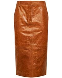 Co. - Gnac Leather Tailored Pencil Skirt - Lyst