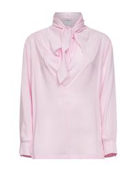 Max Mara - Silk Charmeuse Blouse With Foulard Collar Shirt - Lyst